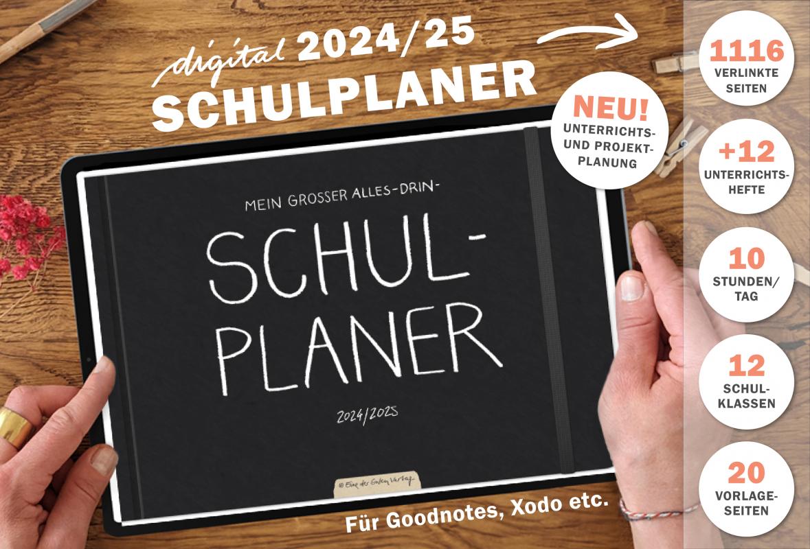 Lehrerkalender digital 2024 2025, Planungshelfer fürs Tablet zur Unterrichtsvorbereitung und Schuljahr Planung